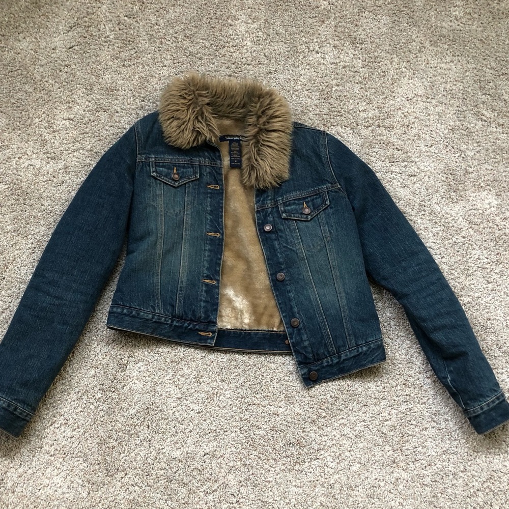 Abercrombie & Fitch fur lined jean jacket size med